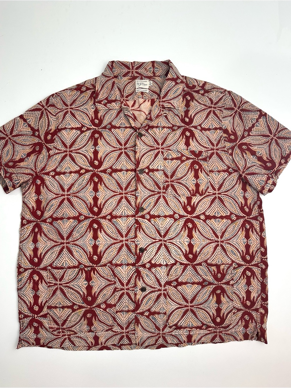 J. Crew Men's Short-Sleeve Patterned Button-Up Camp Shirt size XL